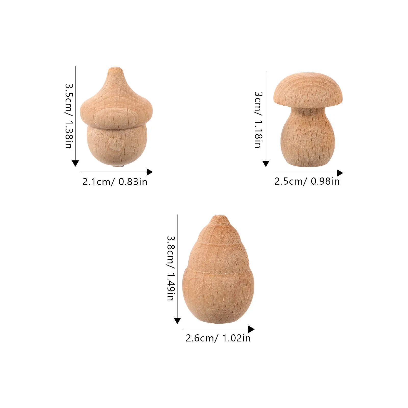 9Pcs 나무 DIY 버섯 도토리 미완성 공예품 블랭크 그래피티 장식품 창의적인 수공예품 홈 데코용 페인팅 용품