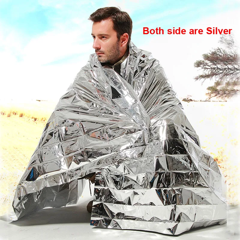 Outdoor Emergency Survival Blanket 130*210cm Waterproof First Aid Sliver Rescue Curtain Foil Thermal Military Blanket