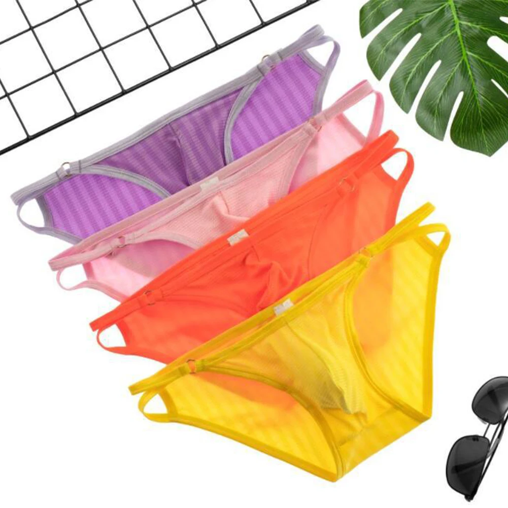 

Sexy Men Convex Pouch Briefs Swim G-string Thongs Panties Underwear Bikini Brief Soft Low Waist Male Lingerie Slip Hombre
