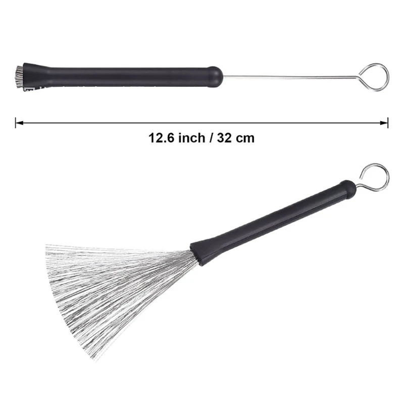Retractable Plastic Handles Drum Brushes Steel Wire 32cm Cleaning Brushes for Jazz Rock Music Lover 1pc