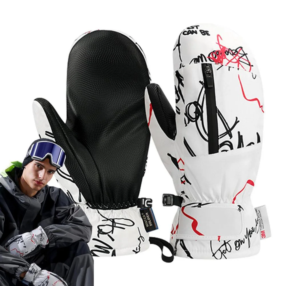 

SK32 Ski Mittens Waterproof Ski Gloves PU/Nylon Touchscreen Snow Gloves For Winter Snowboard Snowmobile Women Men 1 Pair
