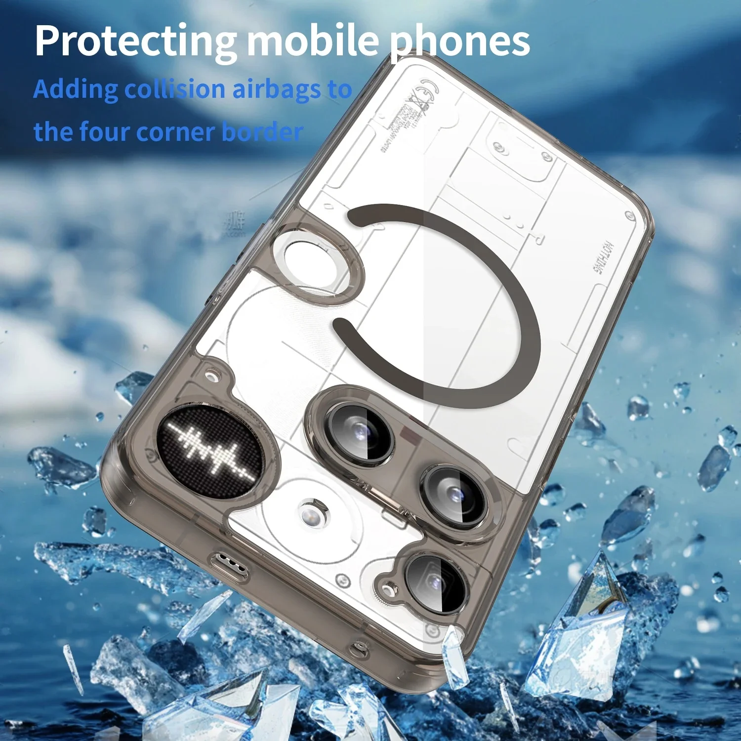 Magnetic Transparent Shockproof Protective Case with Soft TPU Frame