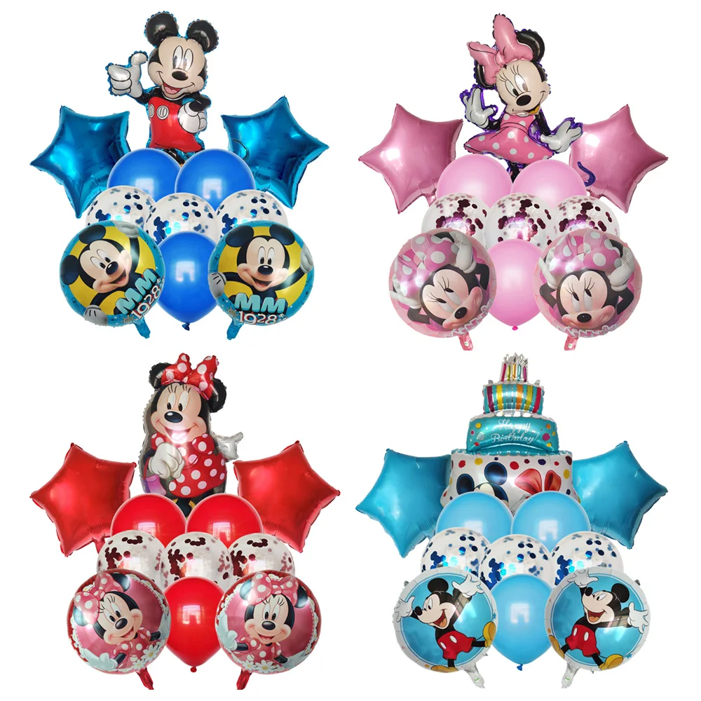 

11pcs Disney Pink Minnie Mouse Foil Balloon Girl's Birthday Party Decoration baby shower supplies Latex Kids Toy Mickey Globos