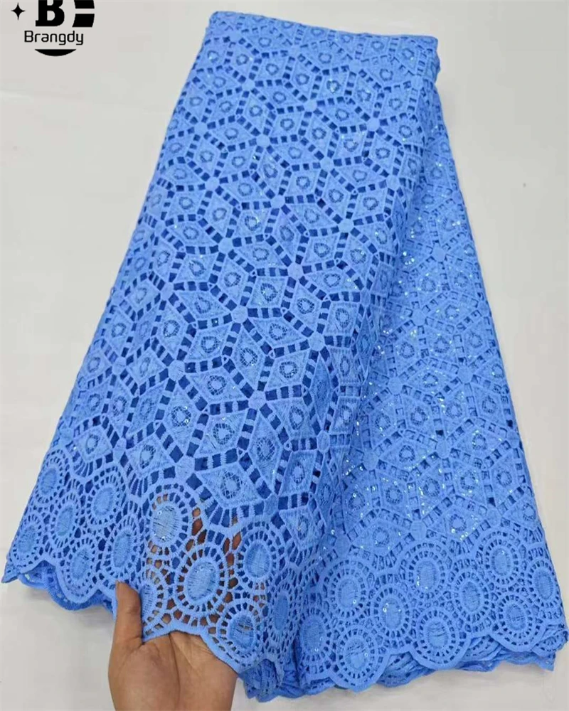 

2024 High Quality French Sewing Material African Guipure Lace Cord Fabric Nigeria Water Soluble Wedding Bridal Women Dress