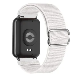 Elastic Nylon Braided Solo Strap for Sports Watch - Universal Fit for Women and Men (White Black)