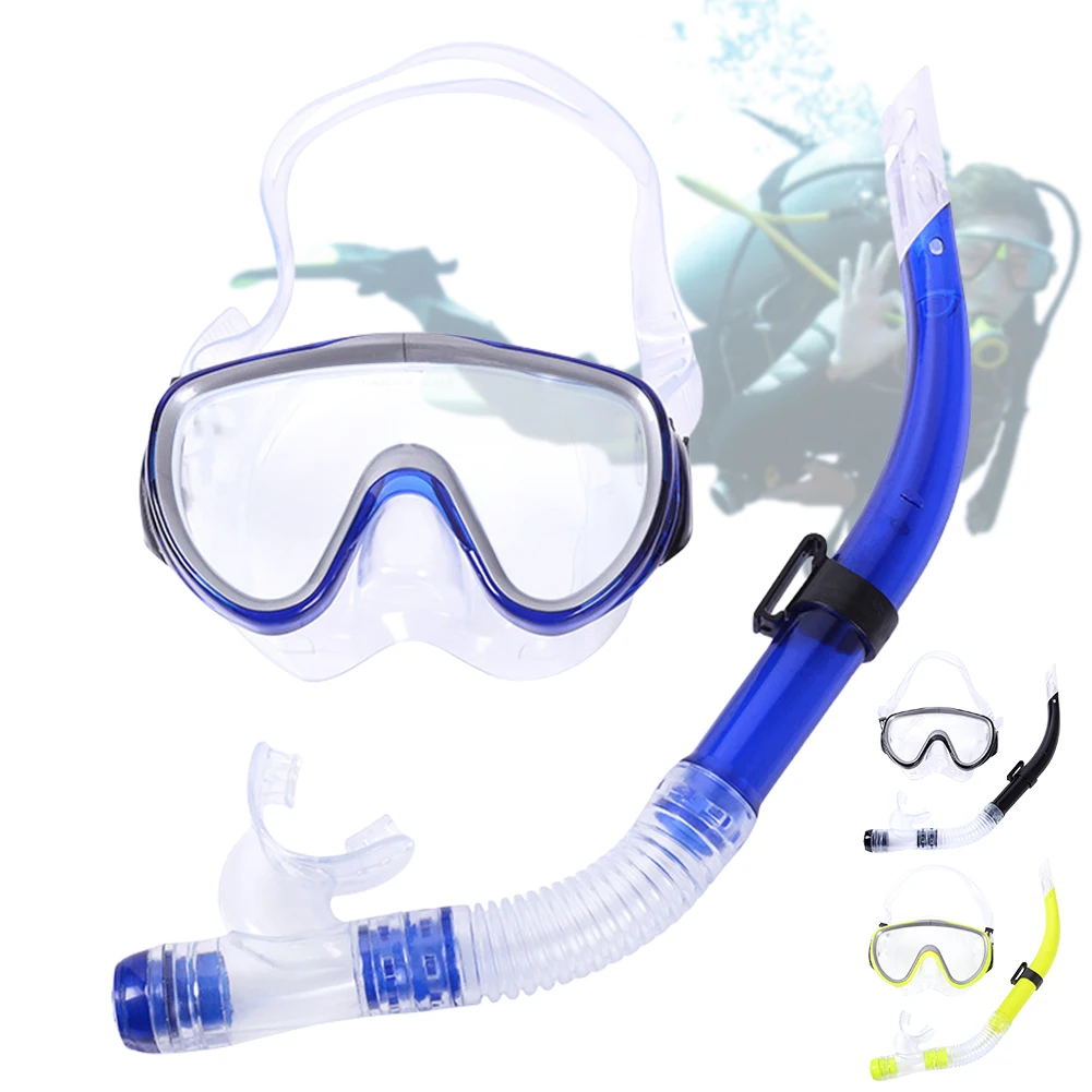 Diving Mask & Snorkel Set Adjustable Scuba Diving Mask No Leakage Diving Snorkel Tube Anti-Fog for Swimming Snorkeling