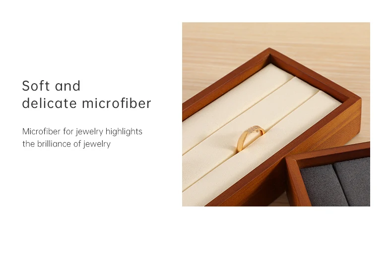Ring Display Tray Wooden Ring Storage Stand with Microfiber Organizer | Jewelry Display... - SKU RDT00855 - UGI Packaging