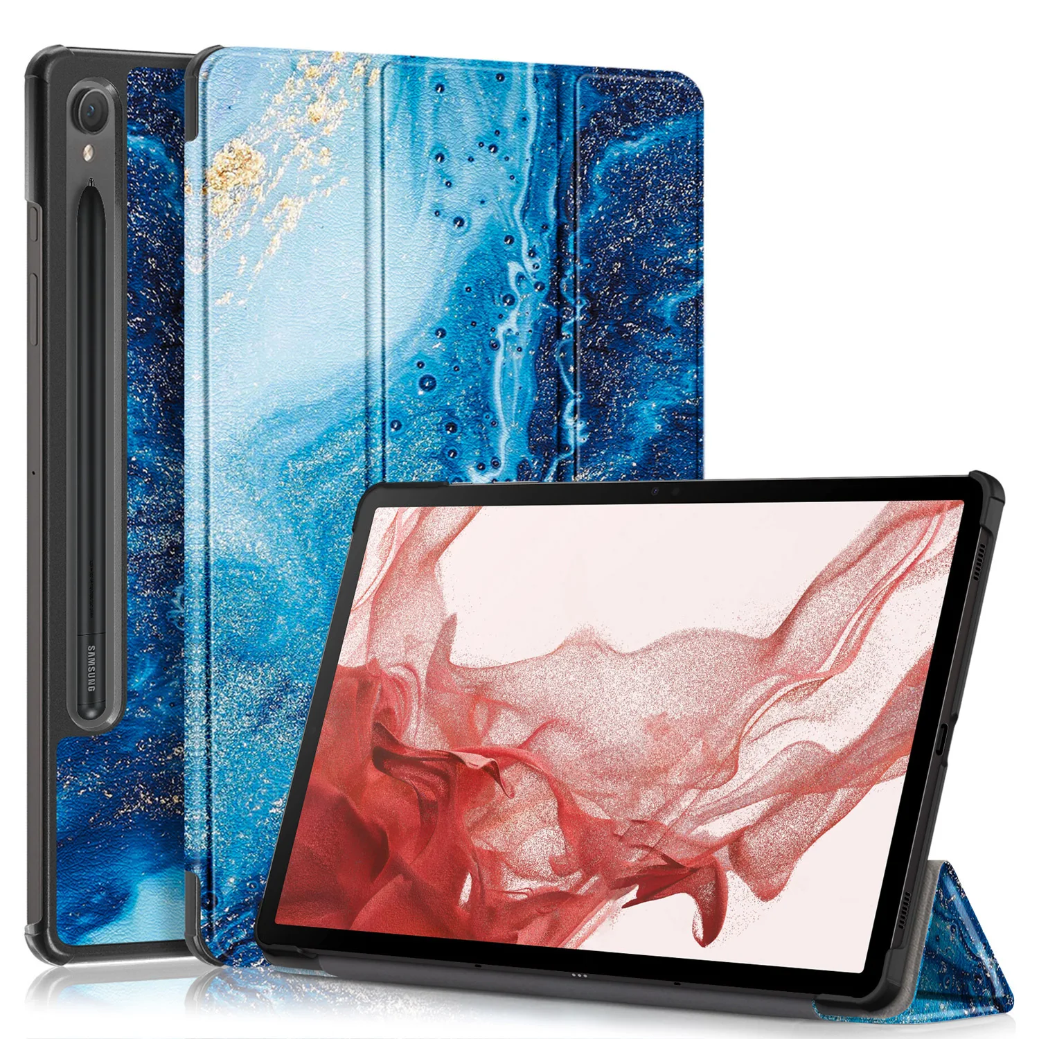 Cartoon Painted Tri-Fold Stand Tablet Case - 10.9''