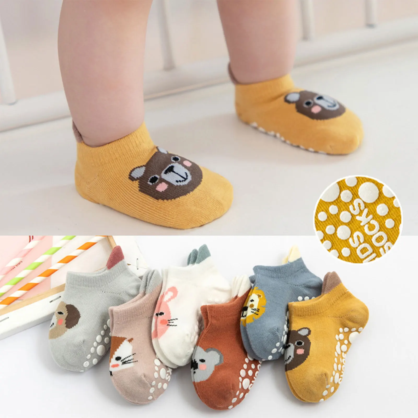 Citgeett Infant Newborn Baby Girl Boy Socks Anti Slip Short Socks Soles Spring Autumn Soft Cotton