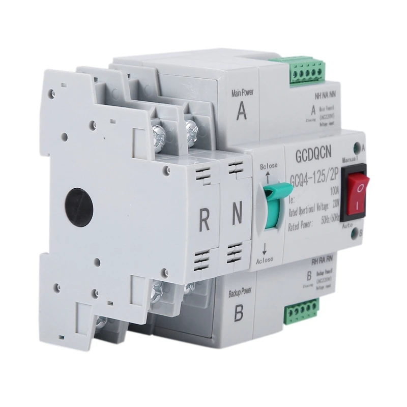 N15R-3X Dual-Power Automatic Transfer Switch 2P 100A Household 35Mm Rail Installation