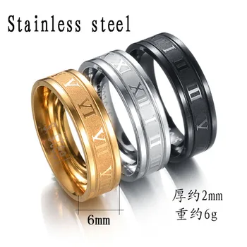 Seakissky Classic Stainless Steel Roman Digit Men's Rings 5