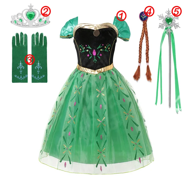 thumbnail image 1 of Vestido de princesa de Frozen de Disney para niñas, traje de baile de malla con lentejuelas blancas, ropa de carnaval, Cosplay para niños, Reina de la nieve, Elsa y Anna, 1 of 5