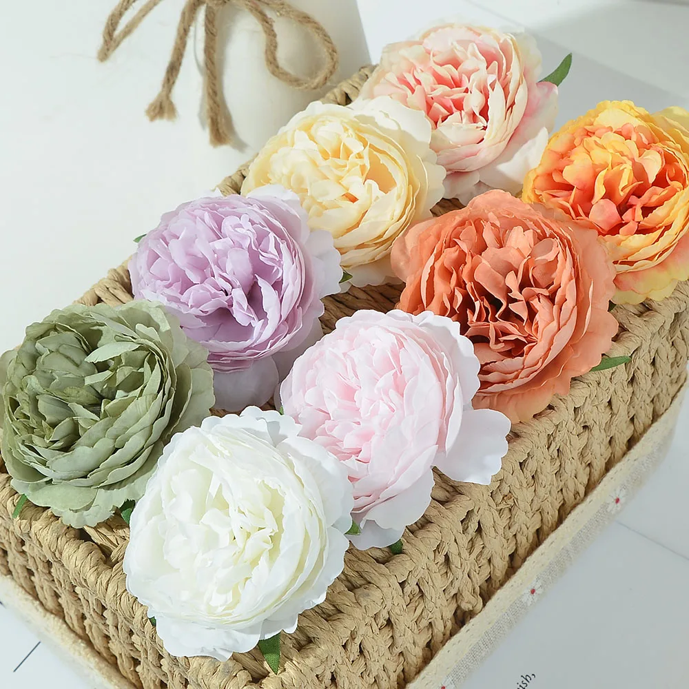 

50 Pcs 8cm Silk Peony Rose Artificial Flower Head Home Flower Wall Decoration Wedding Party Decoration Handmade DIY Fake Flowers