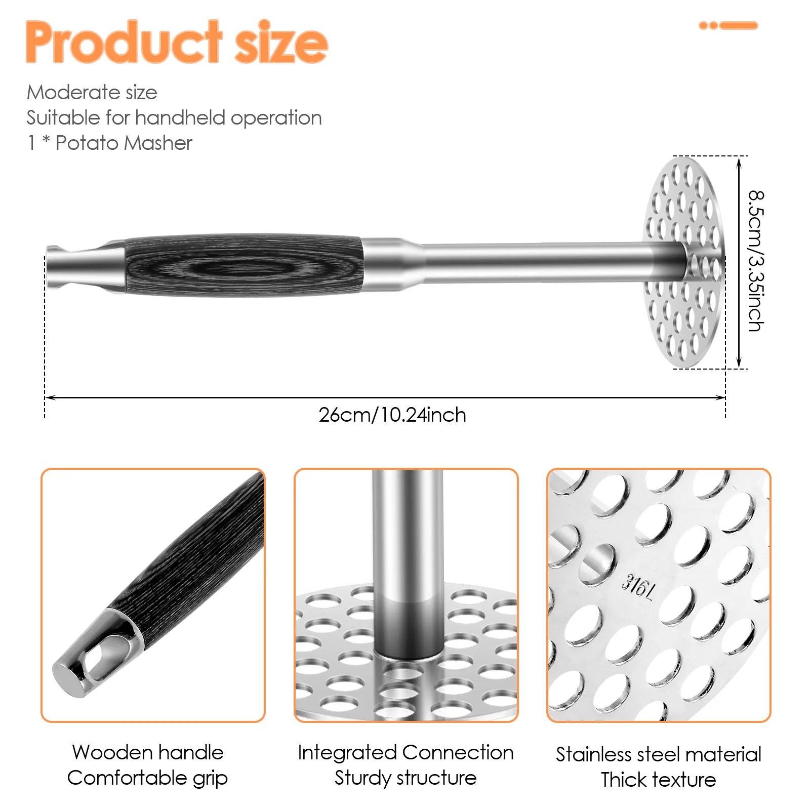 Small Potato Masher Stainless Steel Mini Avocado Masher Manual Fruit Vegetable Pressure Mud Machine Kitchen Children Food Crushe