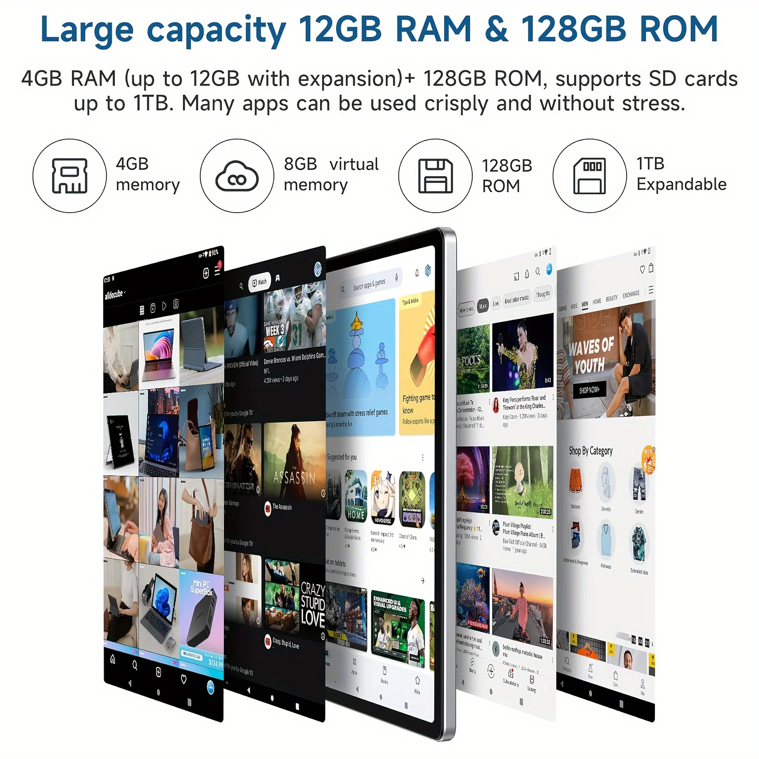 ALLDOCUBE iPlay 60 10.95 Inch FHD Tablet 16MP Android 13 Netflix L1 4GB+8GB RAM 128GB ROM Dual SIM Card 4G LTE 7000mAh Battery 6