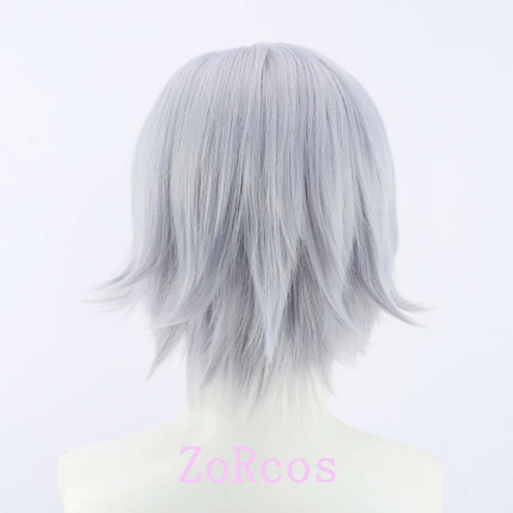 Game Genshin Impact Fire Gun Soldier Cosplay Wig Fire Gun Soldier 30cm Silver Grey Heat Resistant Fiber Hair Hallowe