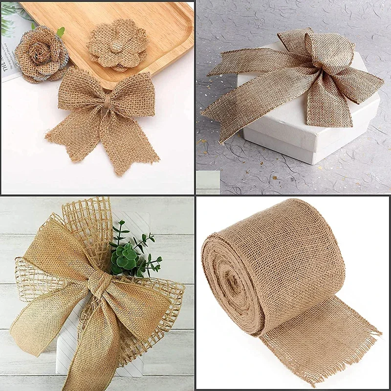 Burlap Fabric Roll 25/30/40/50/60/80/100/120/150mm Jute Ribbon for Gift Wrapping Craft Projects Wedding Home Decor Natural
