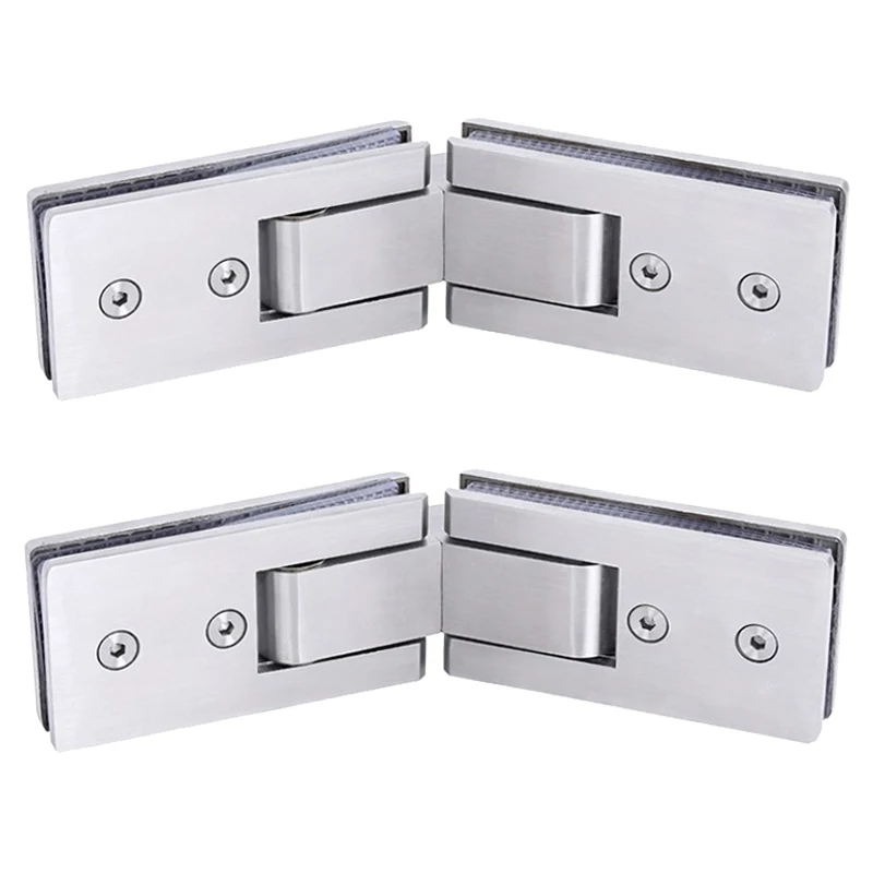 

Brand New 2PCS 304 Stainless Steel Frameless Shower Glass Door Hinges 135 Degree Glass to Glass Clamps Support Brackets Brushed