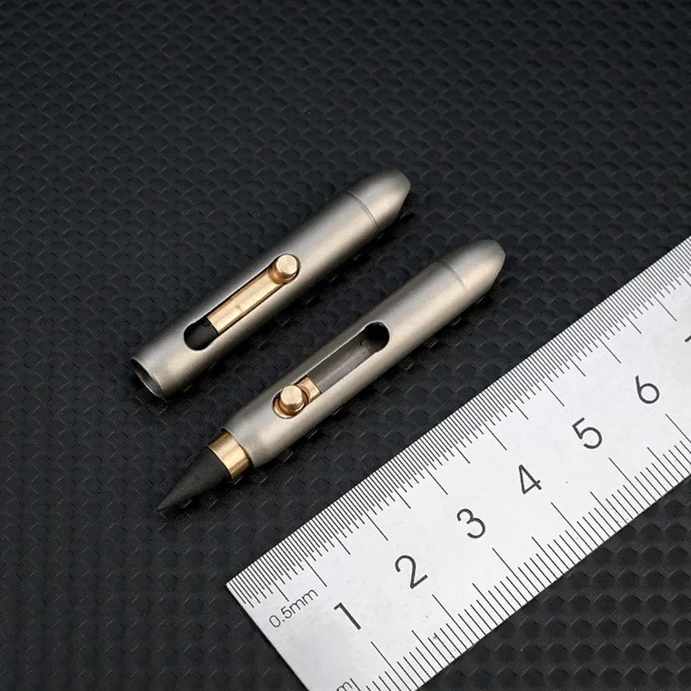 Ewiger Stift aus Graphitlegierung, Mini-Titanlegierung, nicht schärfend, löschbarer Bleistift, tragbarer Schlüsselanhänger, Taschenstift, Notfallschreiben – Detail 3