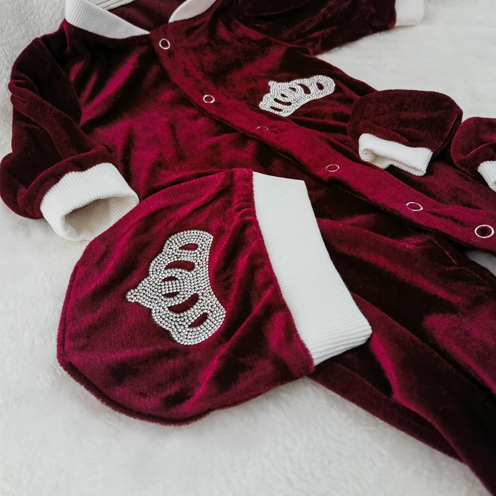 Dollbling Turkey Design Velvet 3pcs Romper Hat Gloves Toddler