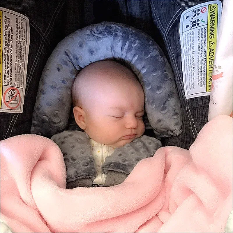 Baby Car Safety Soft Sleeping Head Support Pillow with Matching Seat Belt Strap Covers Baby Carseat Neck Protection Headrest 5