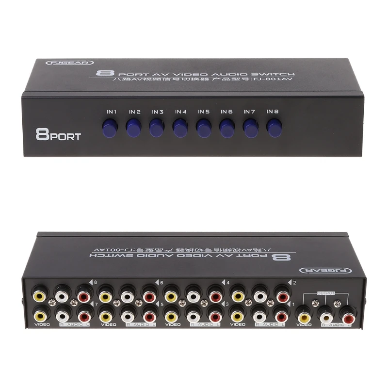 8-Way AV Switch RCA Switcher 8 in 1 out Composite Video L/R Selector Box for DVD Game Consoles av switch