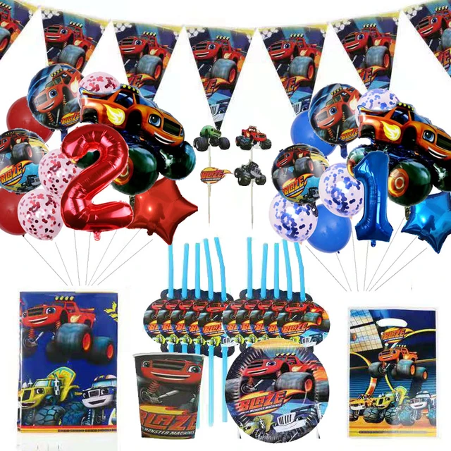 Novo blaze monster balões carro dos desenhos animados menino feliz  aniversário festa decoração suprimentos máquinas de corrida racecar suv  brinquedo chuveiro do bebê - AliExpress