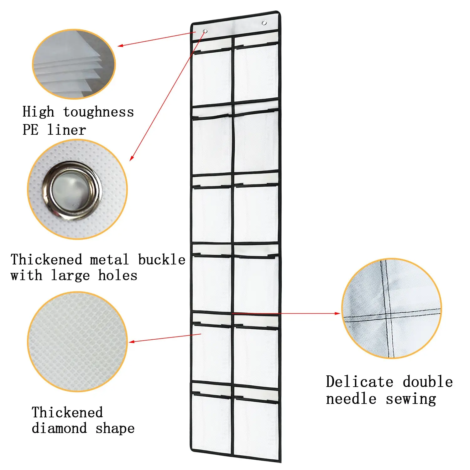12 Compartments Behind The Door Shoe Storage Hanging Bag Mesh Pocket Slippers Organizing Non-woven Storage Bag G588 shoe organizer