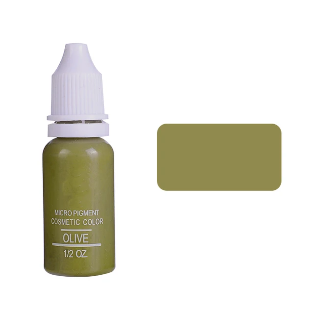 15ml Tattoo Ink Set Permanent Makeup Eyebrow Lips Eye Line Tattoo Color Microblading Pigment for Body Beauty Tattoo Art Supplies Olive