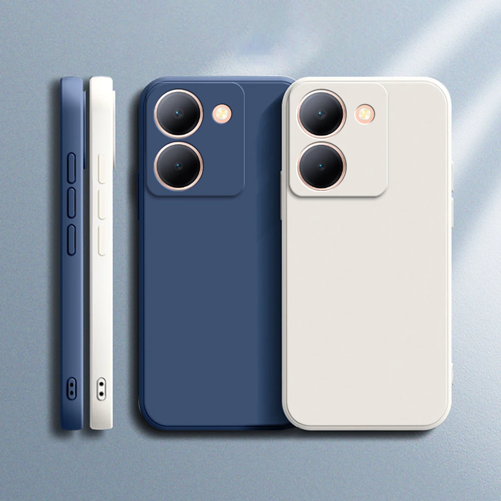 Pure Candy Phone Cover for VIVO Y36 Y27 Y78 4G 5G Luxury Shockproof Original Liquid Silicone Internal Flocking Soft Case Housing