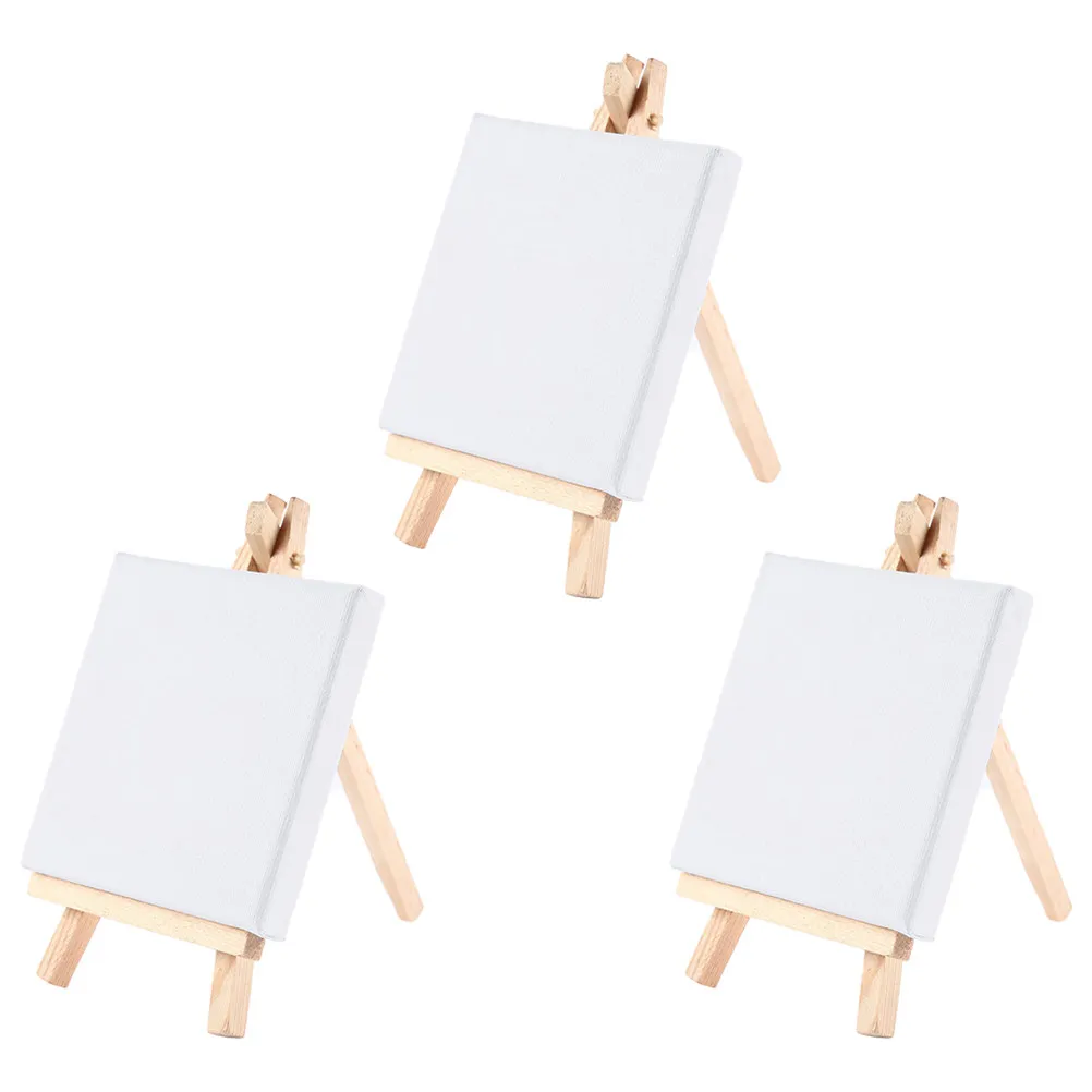 미니 장식을위한 3Pcs 작은 이젤 사랑스러운 나무 삼각형 그림 랙 데스크탑 장식 DIY 공예 액세서리