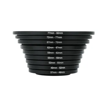 카메라 렌즈 필터 어댑터 링 스텝 업/다운 세트, 모든 DSLR 카메라 렌즈 마운트 세트 키트, 37-82mm, 82-37mm, 18 개, 9 개