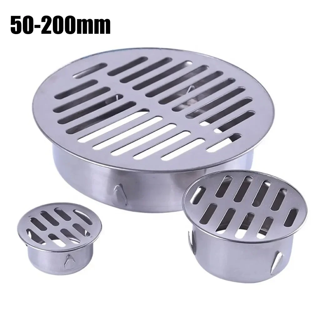 Floor Drain floor drain 50mm-200mm Stainless Steel Balcony Drainage Roof Round Floor Drain Cover Rain Pipe Cap PVC Pipe