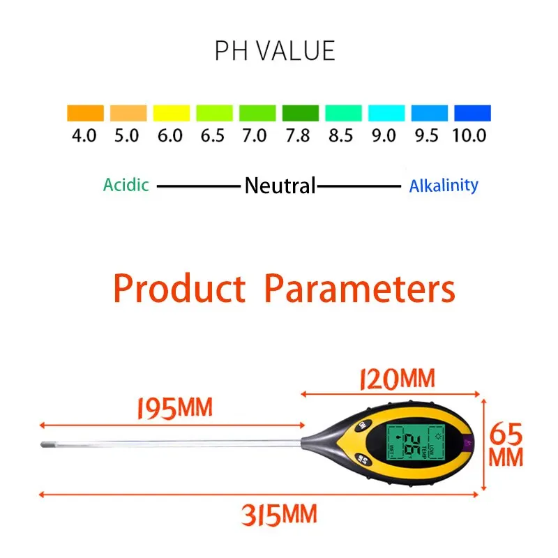 Soil Tester 1pc PH and Humidity Nutrient Water High Precision Household Gardening Flower Grass Fertility Meter