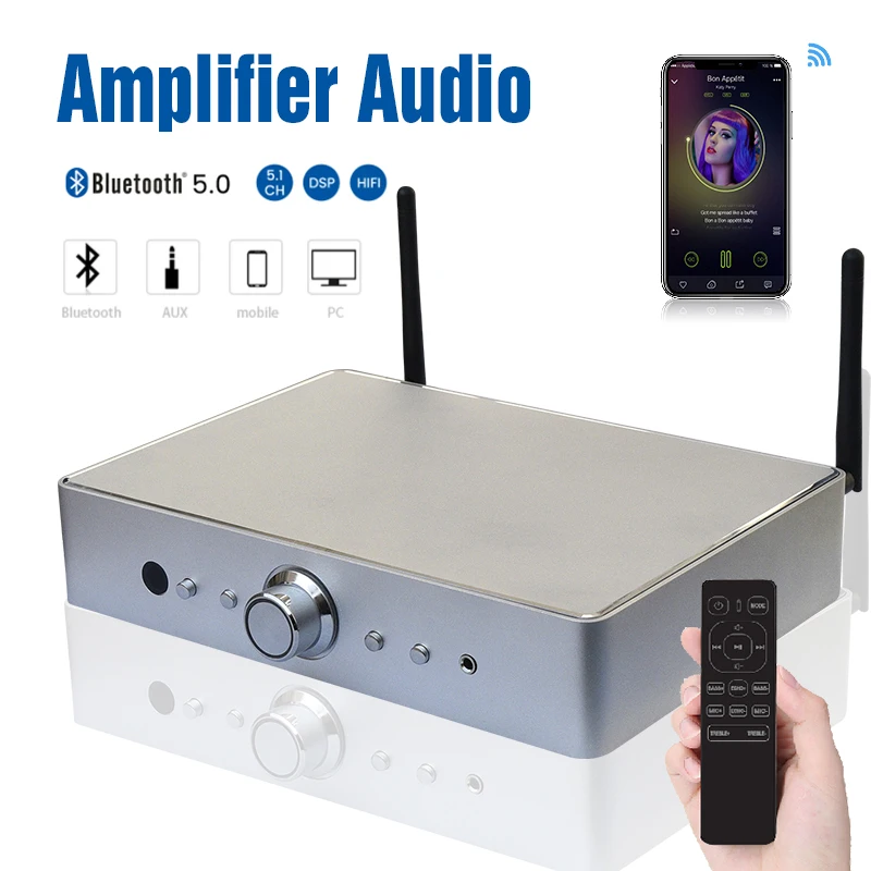 Wa80 HiFi Bluetooth 5.0 Audio Amplifier 2.1 Wireless Digital Sound Power Subwoofer WiFi Amplificador USB DAC  Stereo Audio 60Wx2