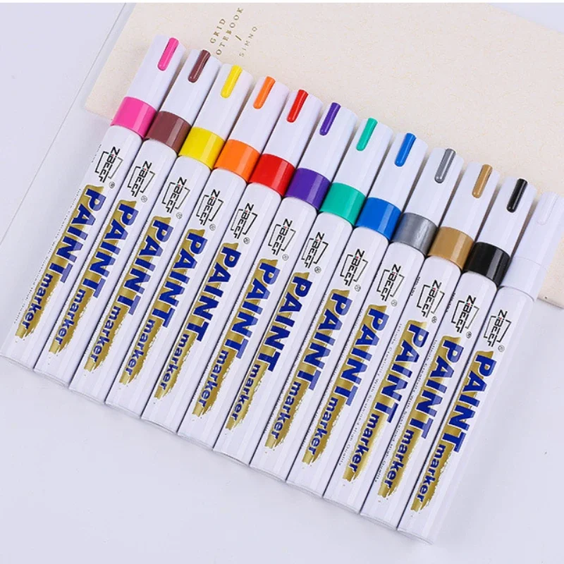 

Paint Marker Pens - 12 Colors Oil Based Paint Markers, Permanent, Waterproof, Quick Dry, Medium Tip, Metallic Paint Pen