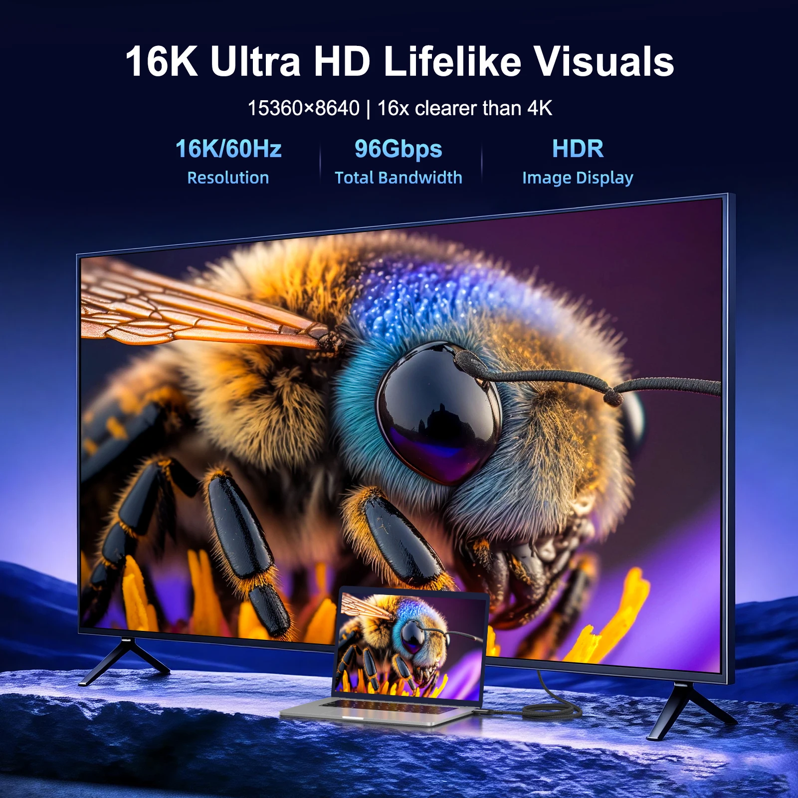 Ultra High-Speed 16K HDMI Cable - Certified 96Gbps with Dynamic HDR and eARC