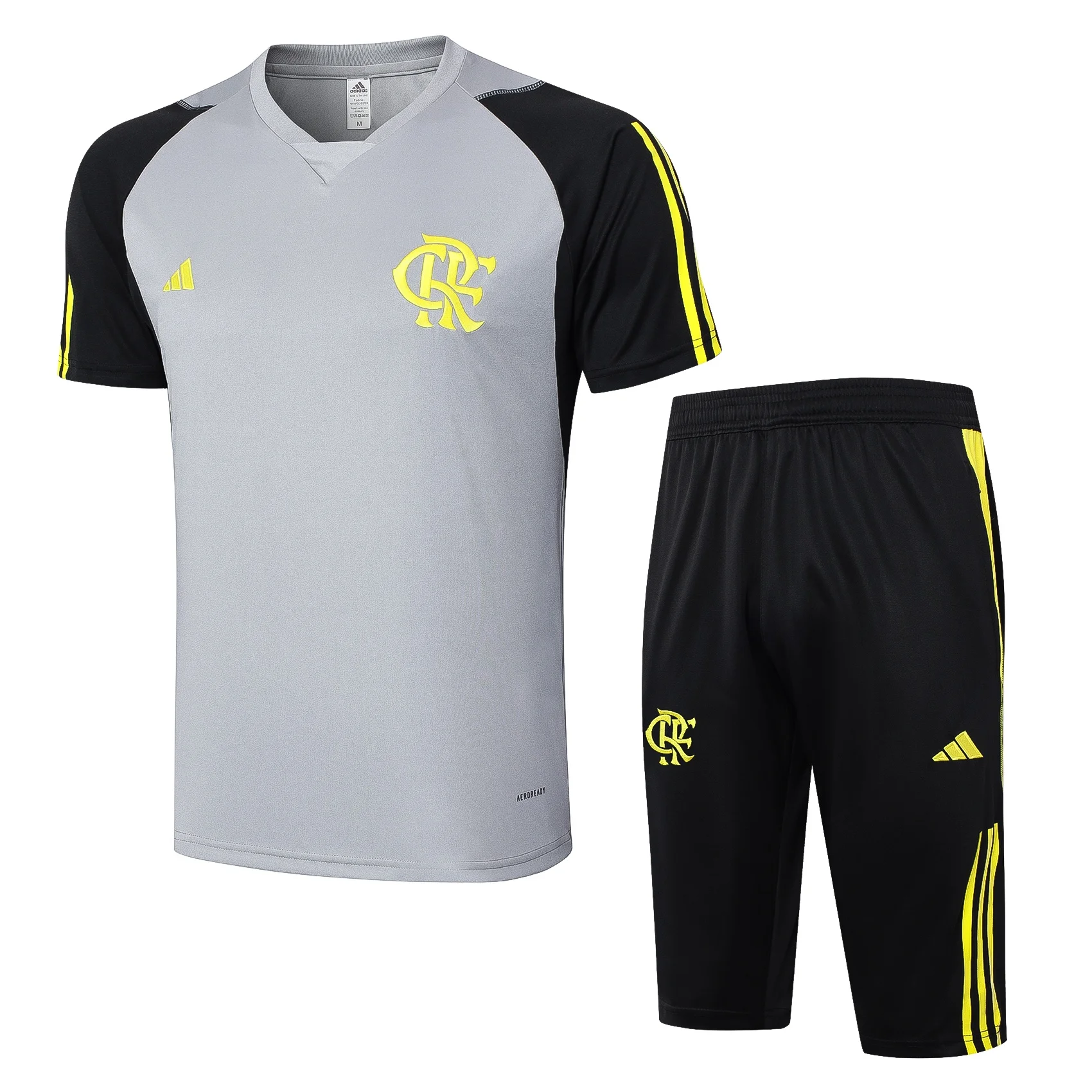 Adidas Soccer Jerseys Men Durable Versatilecropped Trousers Short-sleeved Comfortable Training Suit Yellow and Black