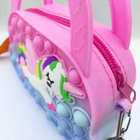 Girls silicone cute animal bag messenger bag coin purse kids stress relief pop toy stress relief bubble fun small gift shoulder 4