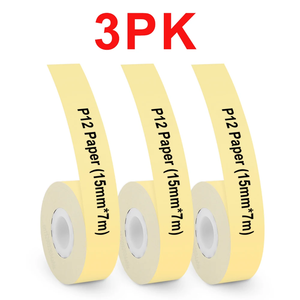 

3PK P12 Multicolor Label Paper Self-adhseive Label Tape Suitable for P12 Mini Thermal Label Printer Marklife P12 Label Maker