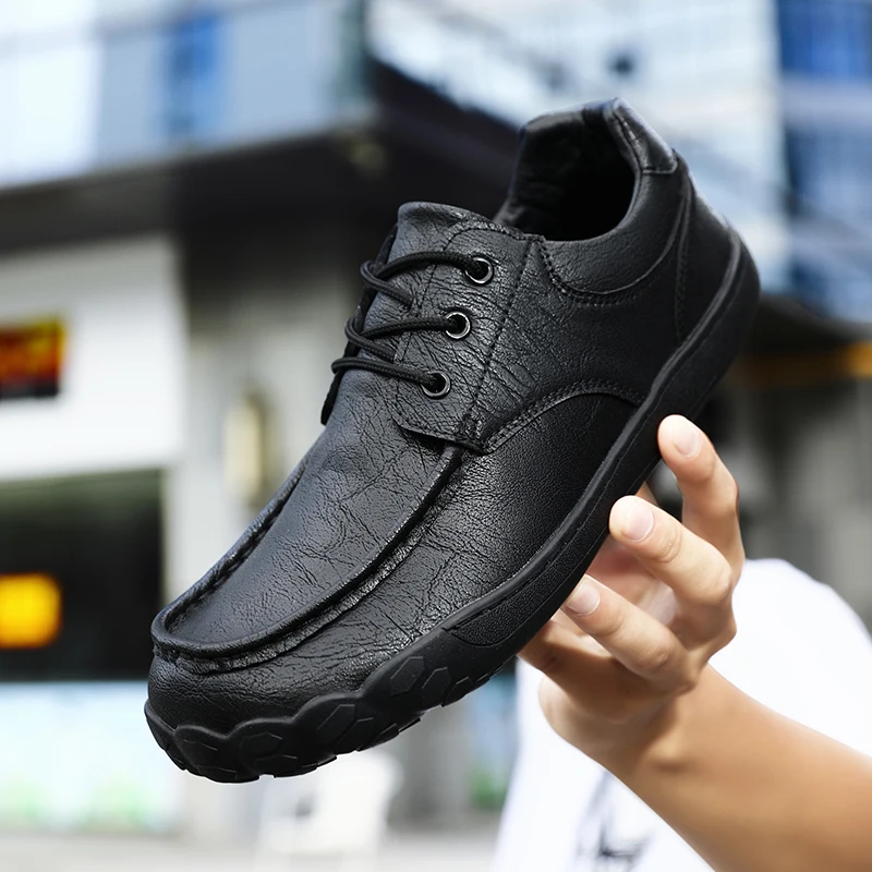 Men Wide Comfortable Leather Toe Barefoot Shoes for Men Soft Sole Casual Sneakers Anti-slip Classic Flats Shoe Male Plus Size 46 3