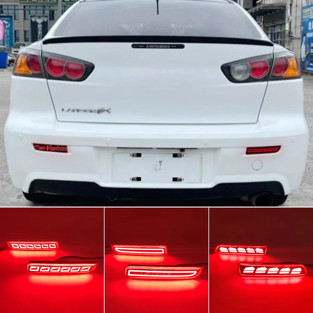 Smoked LED Bumper Reflector / Brake / Tail / Turn Light For Mitsubishi Lancer Evo X – 3-in-1