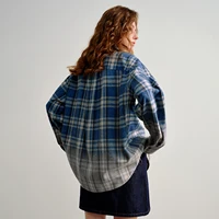 TOYOUTH – chemises brossées pour femmes, chemisiers amples mi-longs dégradés à carreaux bleu-blanc, nouvelle collection printemps 2026 4