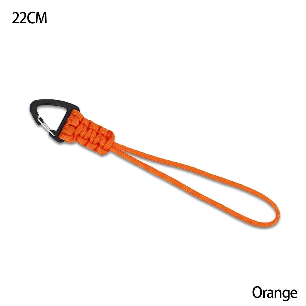 Braided Nylon Paracord Keychain with Metal Triangle Buckle and Carabiner