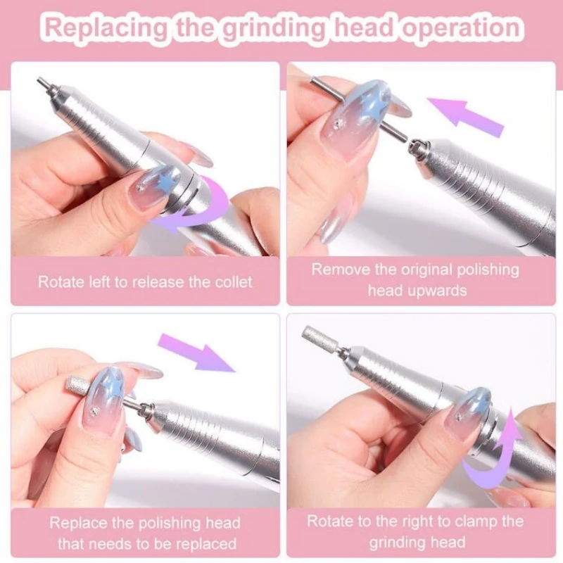Electric Nail Drill 45000RPM Electric Nail Drill Machine Professional Nail Drills for Gel Nails Polish Rechargeable Portable File Manicure Tool