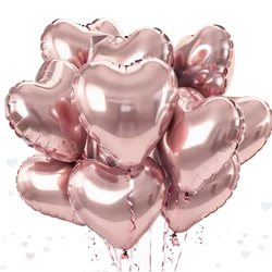10 - Pack Rose Red & Pink Heart Foil Balloons for Romantic Celebrations (Metallic rose gold)