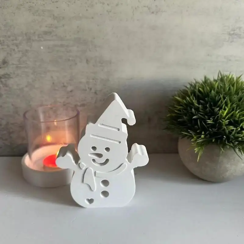 Christmas Snowman Silicone Mold DIY Snowman Shaped Gypsum Ornament Mold Snowman Candle Mold Christmas Chocolate Candy BakingMold