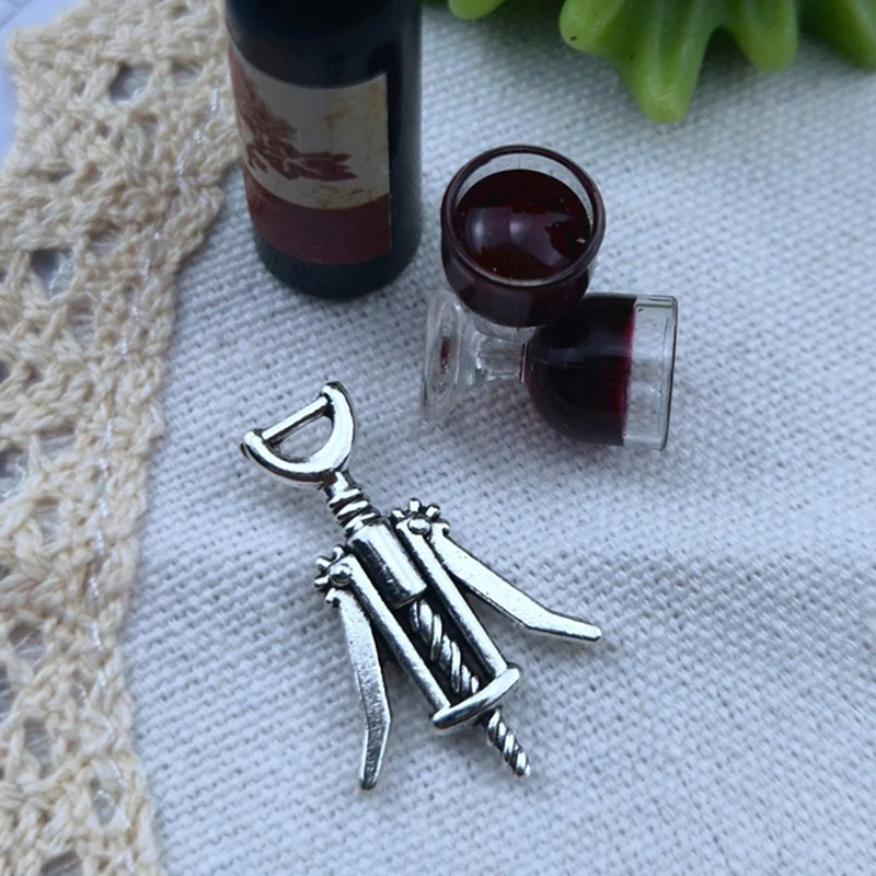 New 2pcs Dolls Accessories 1:12 Bottles Kitchen Bar Miniature Metal Wine Drink Bottle Opener Corkscrew Doll House Decoration 2