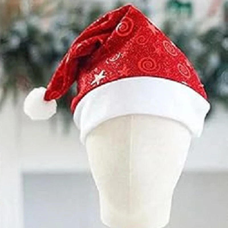 New Cute Santa Hat Clouds Stars Bronzing Christmas Party Hat for Adult Holiday Cosplay Costume Props Accessory