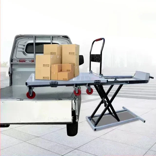 Portable electric powered self loading hand carts and trolleys flat lifting table hydraulic electric